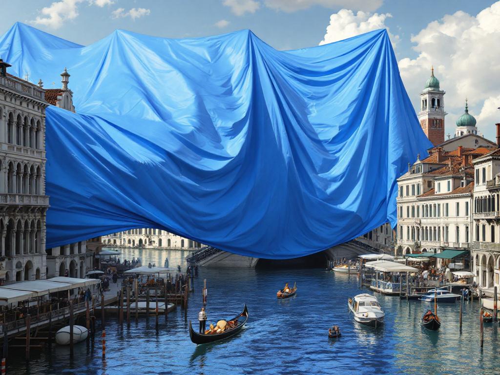 Eine blaue Plane über Venedig. (echt schlechtes Photoshop-Gedingse)